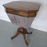 A 19th century rosewood sewing box with brass fittings