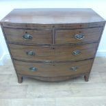 A 19th century mahogany bow fronted chest with two short over three long drawers - Width 93cm x