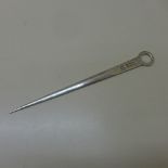 A silver skewer letter opener Sheffield 1964/65 FH - Length 21cm - approx weight 1.6 troy oz -