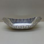 A silver oval dish with pierced boarder - 29cm x 14cm - Sheffield 1902/03 JD & S - approx weight