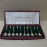 A boxed set of The Queens Beasts silver spoons - 10 in total - by Comyns London 1972 235 of 2000 -