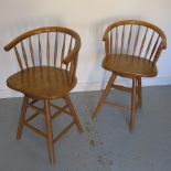 A pair of ash and elm cartographers stools with revolving seats - 66cm seat height