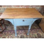 A painted side table with a pine top and pull down door - Width 90cm x Height 70cm