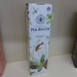 A boxed bottle of Pol Roger Reserve Brut Champagne