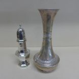 A silver sifter - Height 17cm and a 925 silver bottle vase - Height 21.5cm - total weight approx 9.5