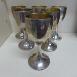 A set of six silver goblets - Height 19cm - London 1903/04 - total approx weight 53 troy oz - no