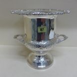 A silver plated twin handle Elkington Champagne wine ice bucket - Height 26cm x Diameter 25cm top