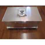 A silver and enamel presentation desk box - Height 8cm x 18cm x 11cm - Birmingham 1954/55 - slight