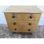 A 19th century scumble pine two over two chest of drawers for restoration - Width 87cm x Height 84cm