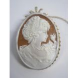 A Good Quality Large Vintage 9ct Gold and Diamond Cameo Brooch, approx. 53mms x 42mms, not including