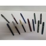 A collection of 12 assorted fountain/ink pens