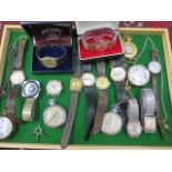 A collection of 17 pocket and wristwatches - please see images for vendors listing