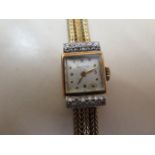 A 9ct yellow gold diamond set manual wind ladies Mappin cocktail watch - running - total weight