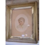 A watercolour portrait in a gilt frame - 56cm x 47cm