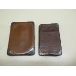 A crocodile card case and a leather card case all with silver corners - crocodile missing one corner