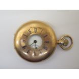 A 9ct yellow gold top wind half hunter pocket watch by Kendal and Dent - 48mm case - not running,