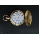 A 14ct yellow gold Waltham top wind pocket watch - 36mm case, gold dust cover, approx weight 40