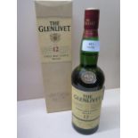 A bottle of Glenlivet single malt whisky 12 year