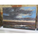 John Rohda oil on board of Stiffkey Marshes - unframed - 76cm x 50cm