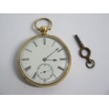 An 18ct yellow gold open face key wind pocket watch, the movement signed Bowmans London no 2863 -