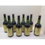 Eight bottles of Chateau Talbot Cordier Grand Cru Classe Saint-Julien red wine 1975 - levels to base