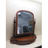 A Victorian mahogany barley twist dressing mirror - Height 69cm