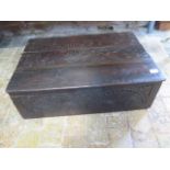 An 18cth century carved oak box - Width 19cm x Depth 48cm x Height 24cm