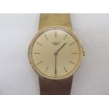 A Longines gold plated manual wind wristwatch with later added 14ct gold bracelet strap - 33mm