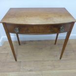 A 19th century mahogany bow fronted side table with a single drawer - Width 86cm x Height 78cm