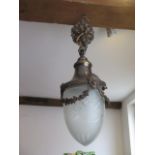 A glass ceiling lantern hanging lamp - total height 50cm