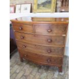 A 19th century mahogany bow fronted chest with two short over three long drawers - good condition