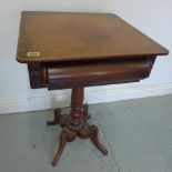A 19th century mahogany side table with a single drawer - Height 73cm x Width 47cm x Depth 47cm -