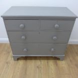 A 19th century pine chest with two short over two long drawers painted in Farrow and Ball Moles