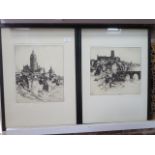 A pair of Stanley Anderson signed etchings in ebonised frames - 59cm x 43cm overall