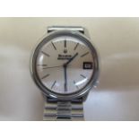 A Bulova Accutron date stainless steel gents wristwatch - 34mm case - not currently running, with
