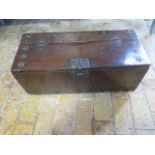 An antique mahogany or walnut box with steel fittings - Width 68cm x Depth 29cm x 29cm - nice patina