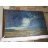 John Rohda oil on board Old Hunstanton beach in a storm - Width 76m x 50cm