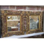 A pair of carved giltwood mirrors - 49cm x 44cm - both good condition
