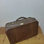 A vintage leather Portmanteau/travel case - Height 39cm x 55cm x 25cm