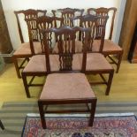 Five 19th century mahogany dining chairs with wavy splats and a later replacement chair - 6 in total