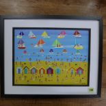 Gordon Barker - Acrylic on paper - Coastal Scene - framed under glass, ready to hang - frame size