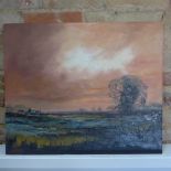 John Rohda - Oil on board, unframed - Norfolk farm - 51cm x 61cm