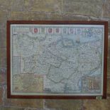 A coloured map of Kent by John Speede in an oak frame, frame size 44cm x 56cm