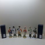Six porcelain soldier hand painted figures including Napoleon - Height 24cm - two with boxes, all