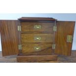 An inlaid figured walnut table cabinet with three internal drawers - Height 32cm x Width 30cm x