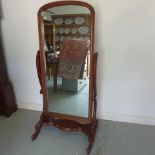 A mahogany cheval mirror - Height 165cm x Width 76cm