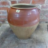 A large French semi glazed confit pot - Height 43cm