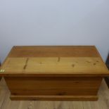 A modern pine storage box - Height 43cm x Width 97cm x Depth 45cm