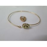 A gilt metal pearl bangle and a 9ct clasp - total weight approx 9.2 grams