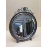 A silver easel back circular mirror Birmingham 1908/09 - 34cm x 29cm